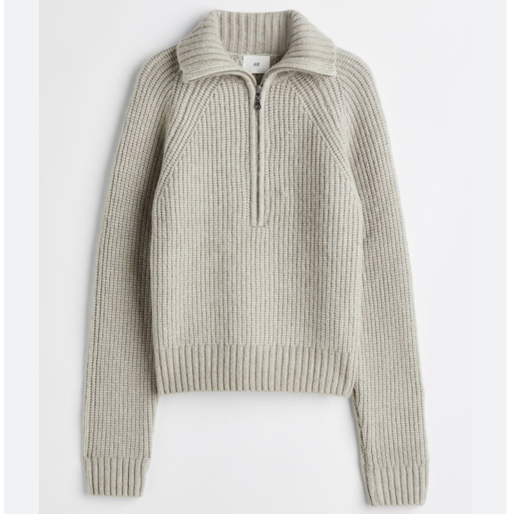 H&M Ribbed Knit Quarter Zip Sweater Pullover - Picture 1 of 6